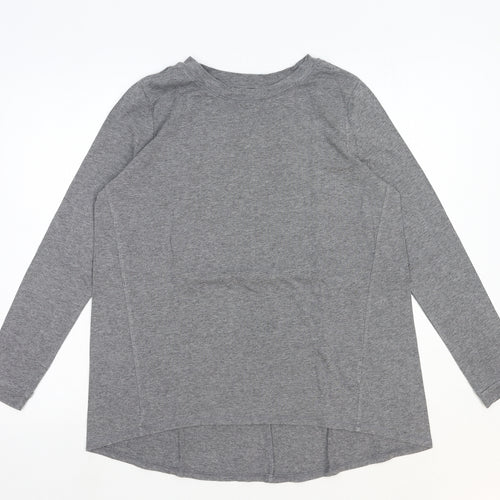AnyBody Womens Grey Cotton Basic T-Shirt Size S Round Neck