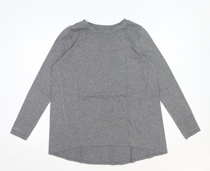 AnyBody Womens Grey Cotton Basic T-Shirt Size S Round Neck