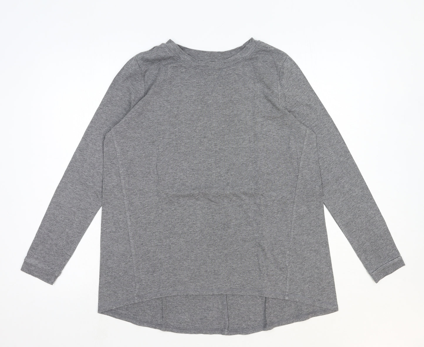 AnyBody Womens Grey Cotton Basic T-Shirt Size S Round Neck