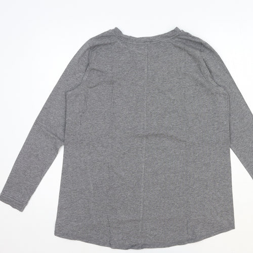 AnyBody Womens Grey Cotton Basic T-Shirt Size S Round Neck