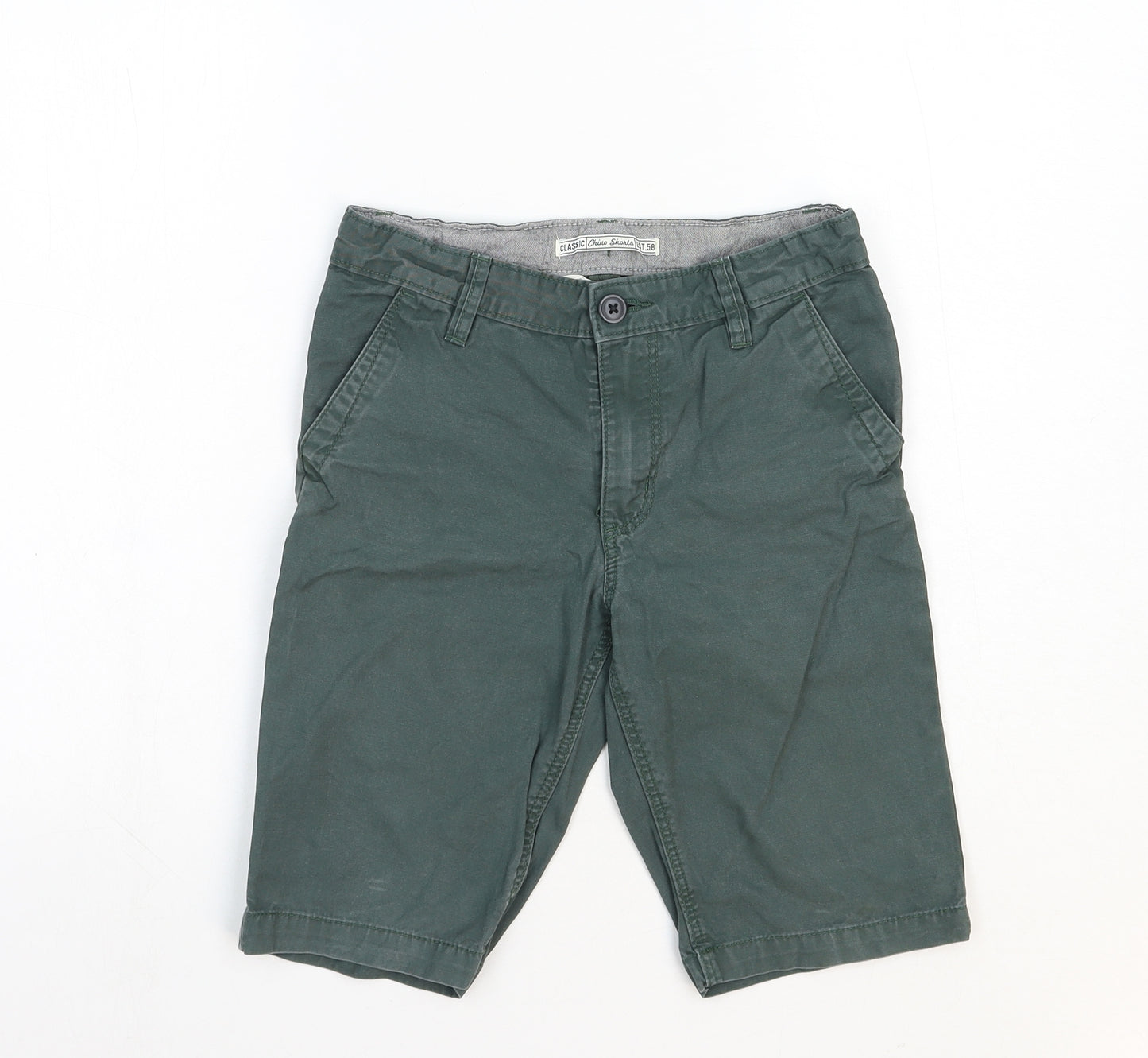 H&M Boys Green Cotton Chino Shorts Size 9-10 Years Regular
