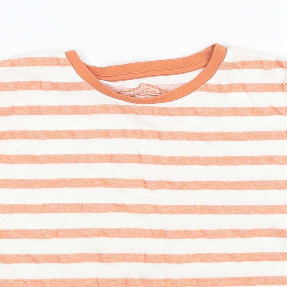 Matalan Boys Orange Striped Cotton Basic T-Shirt Size 8 Years Round Neck Pullover