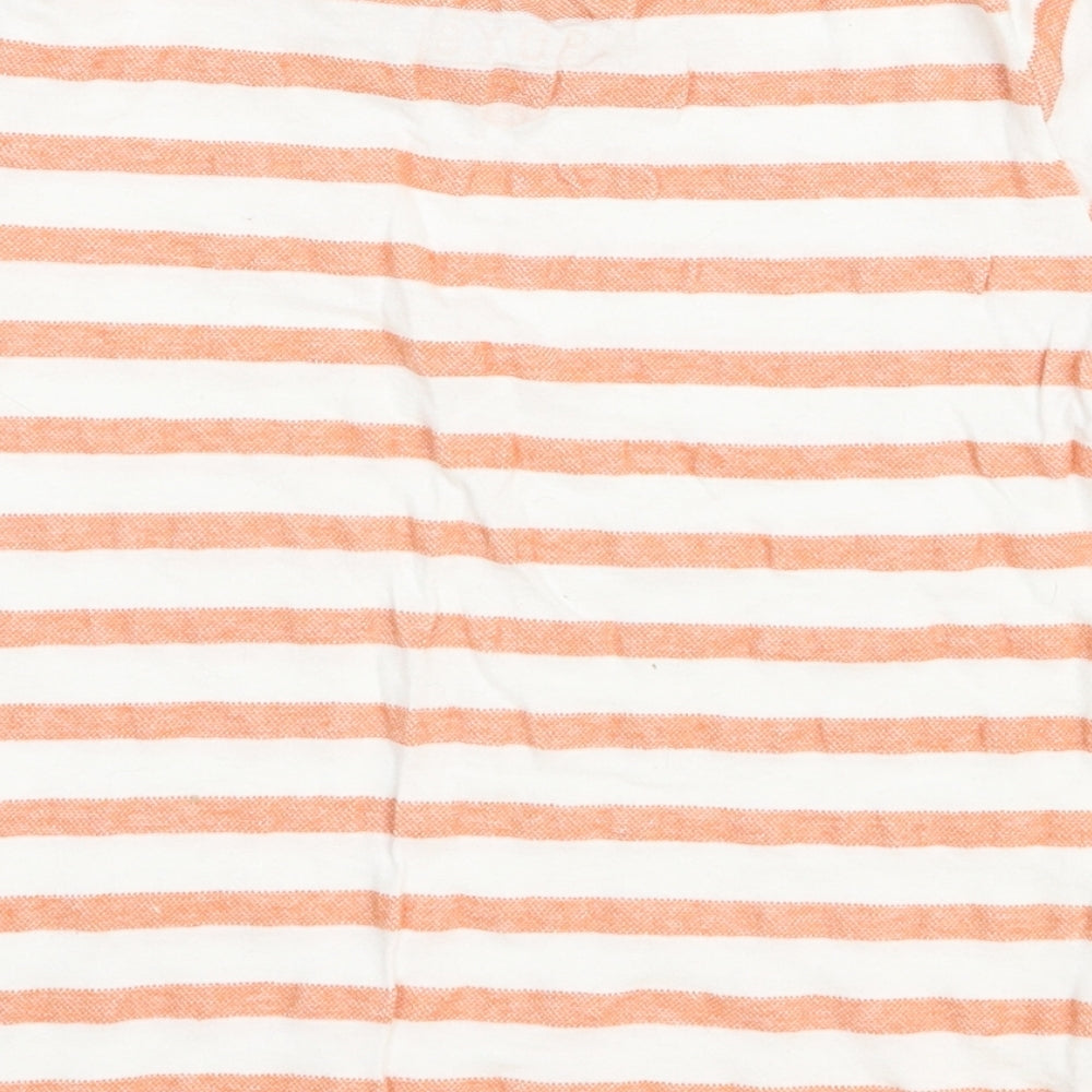 Matalan Boys Orange Striped Cotton Basic T-Shirt Size 8 Years Round Neck Pullover