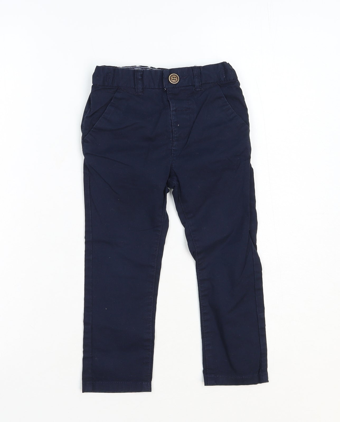 NEXT Boys Blue Cotton Jogger Trousers Size 18-24 Months L50 cm Button