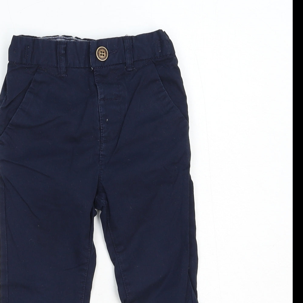 NEXT Boys Blue Cotton Jogger Trousers Size 18-24 Months L50 cm Button