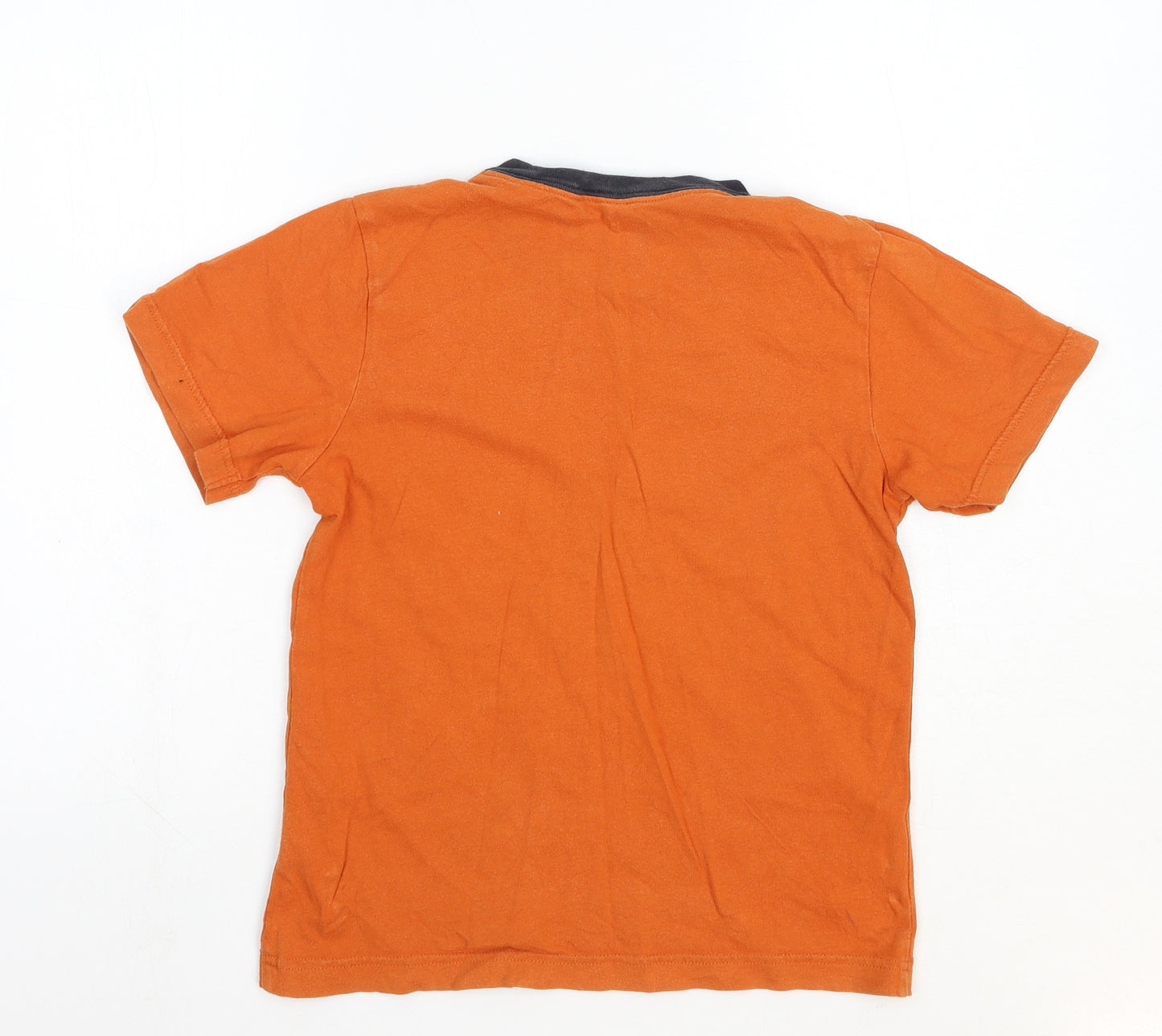 Crazy 8 Boys Orange Cotton Basic T-Shirt Size 5-6 Years Round Neck Pullover - Dinosaur
