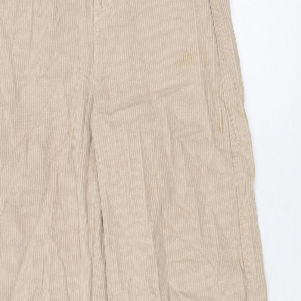 Bershka Womens Beige Cotton Trousers Size 4 Regular Zip