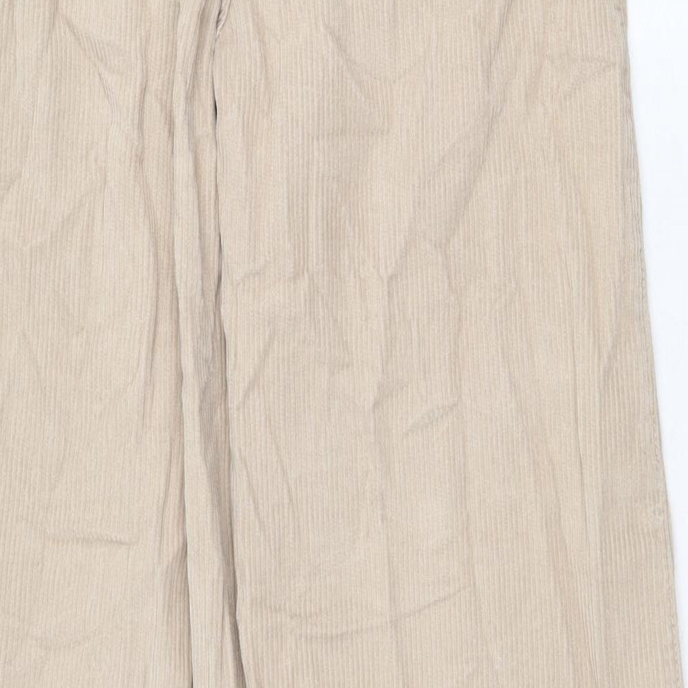Bershka Womens Beige Cotton Trousers Size 4 Regular Zip