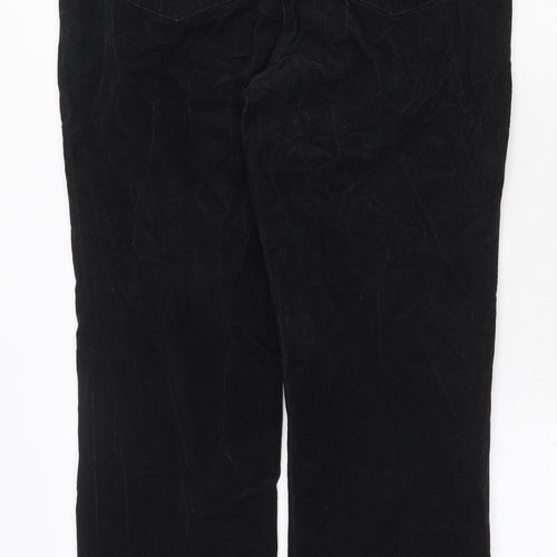 Marks and Spencer Womens Black Cotton Trousers Size 14 Regular Zip