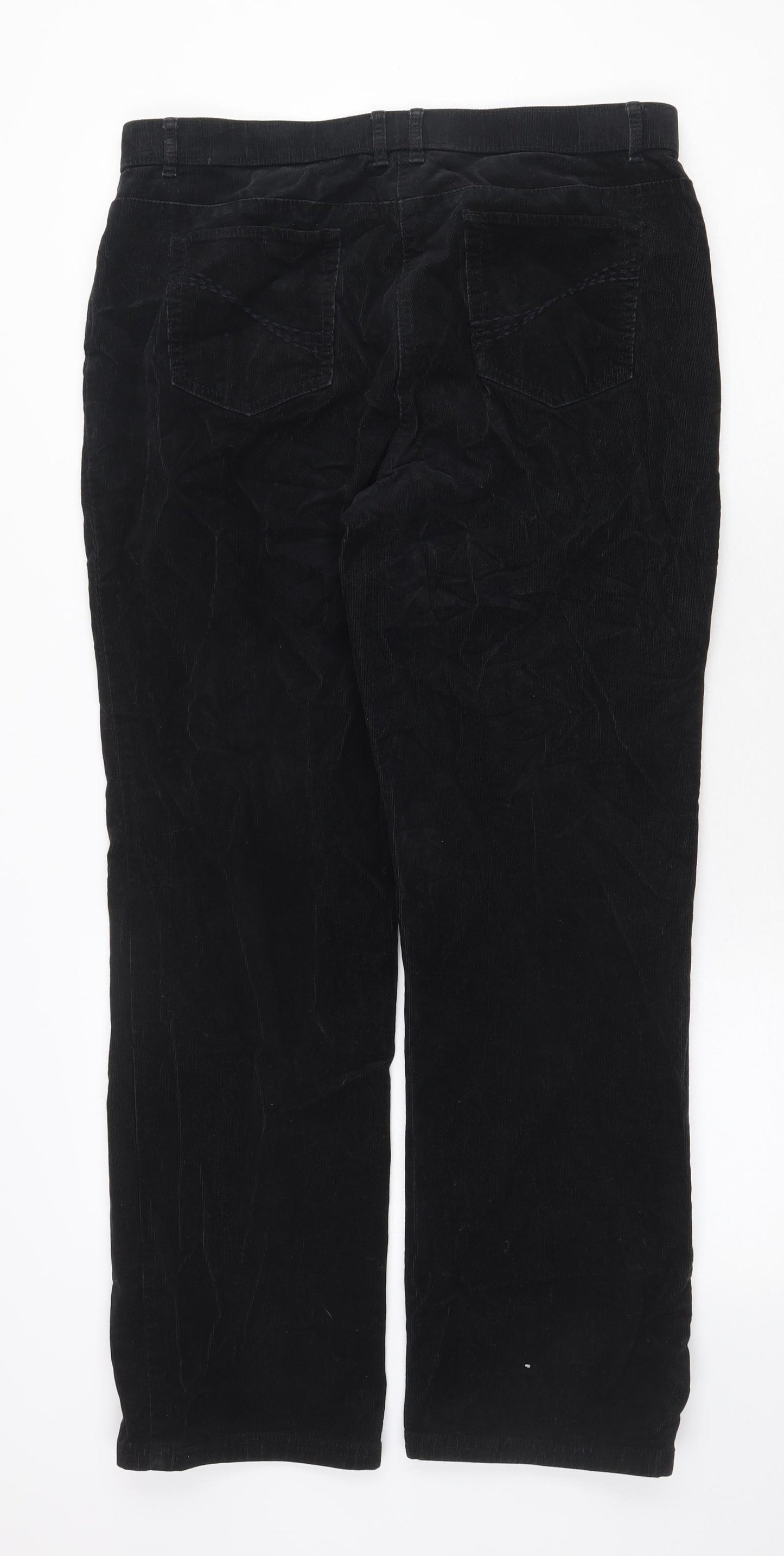 Marks and Spencer Womens Black Cotton Trousers Size 14 Regular Zip