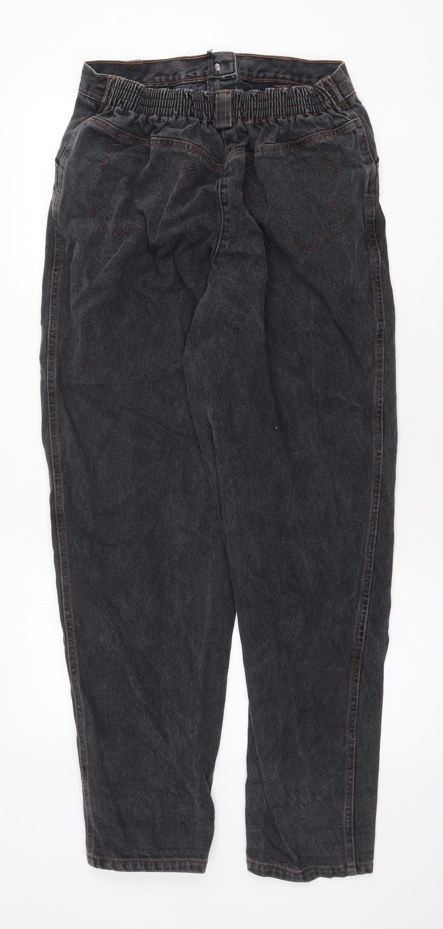 Preworn Womens Grey Cotton Straight Jeans Size 10 Regular Zip - Bird Detail
