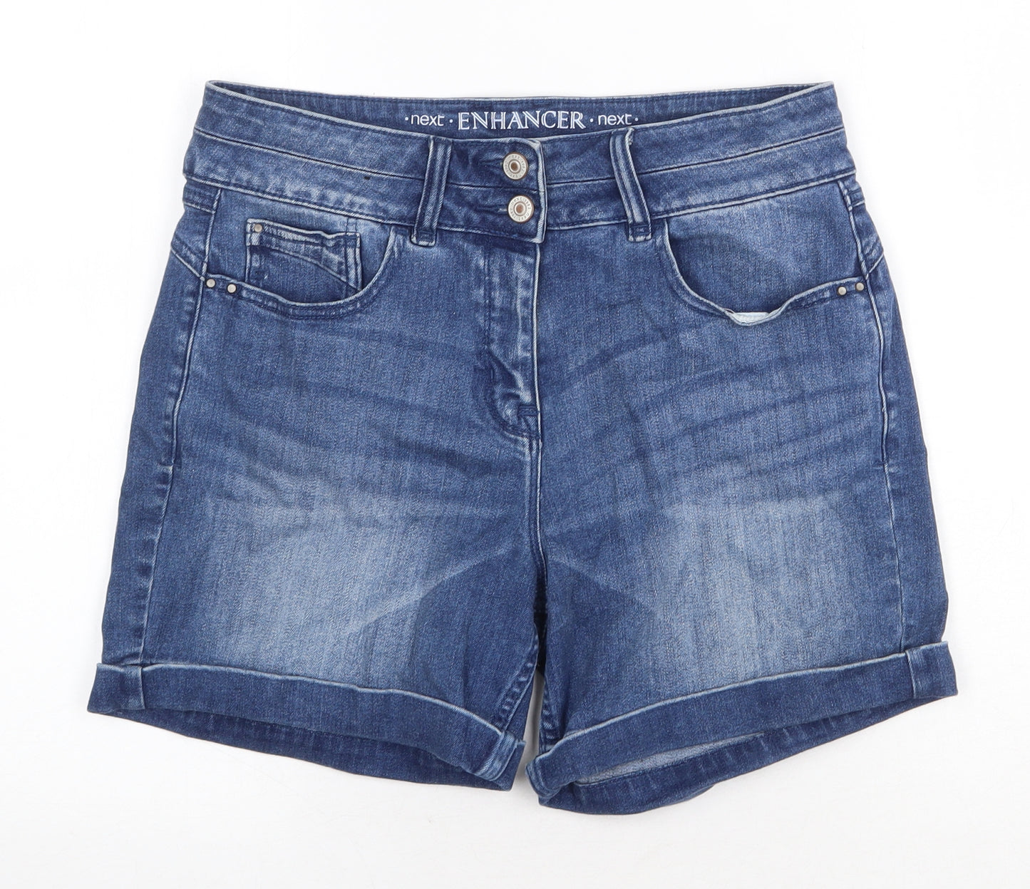 NEXT Womens Blue Cotton Bermuda Shorts Size 12 Regular Zip