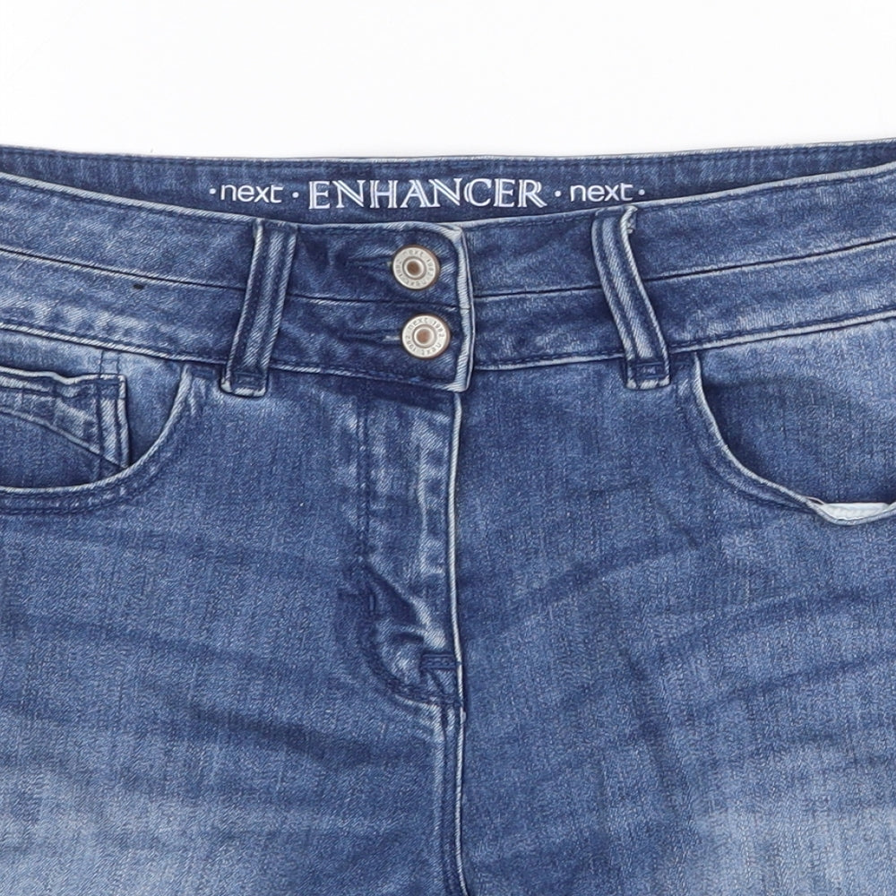 NEXT Womens Blue Cotton Bermuda Shorts Size 12 Regular Zip