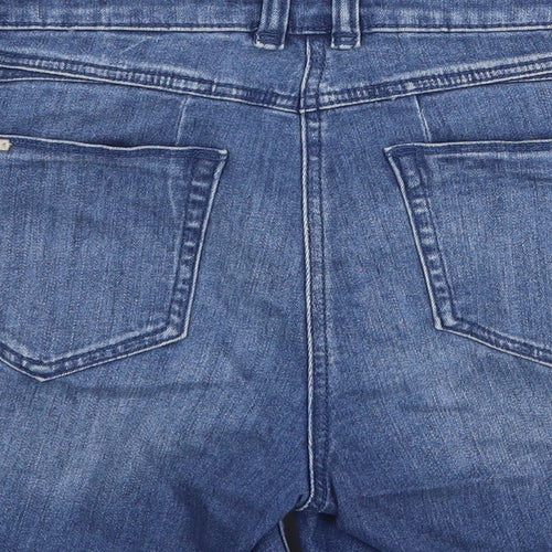 NEXT Womens Blue Cotton Bermuda Shorts Size 12 Regular Zip