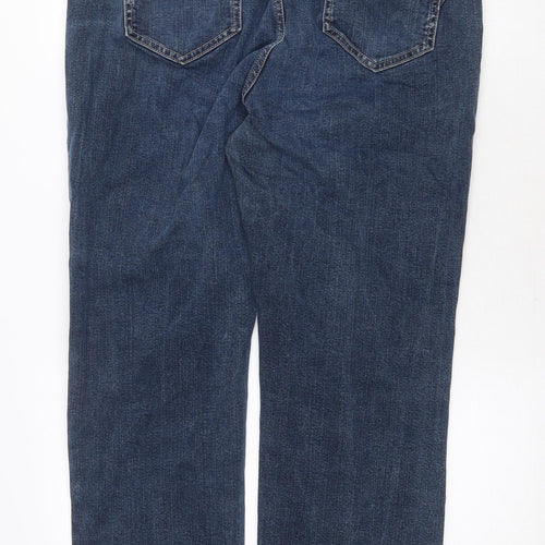 Marks and Spencer Womens Blue Cotton Straight Jeans Size 18 Regular Zip