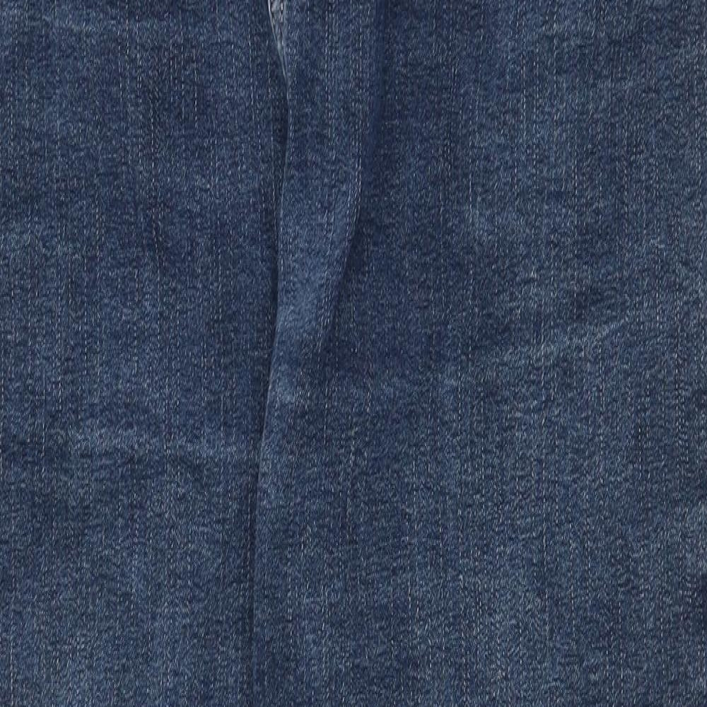 Marks and Spencer Womens Blue Cotton Straight Jeans Size 18 Regular Zip