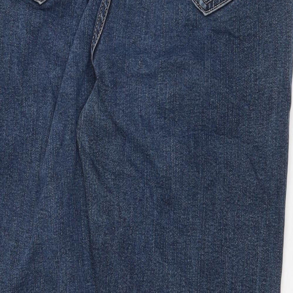 Marks and Spencer Womens Blue Cotton Straight Jeans Size 18 Regular Zip
