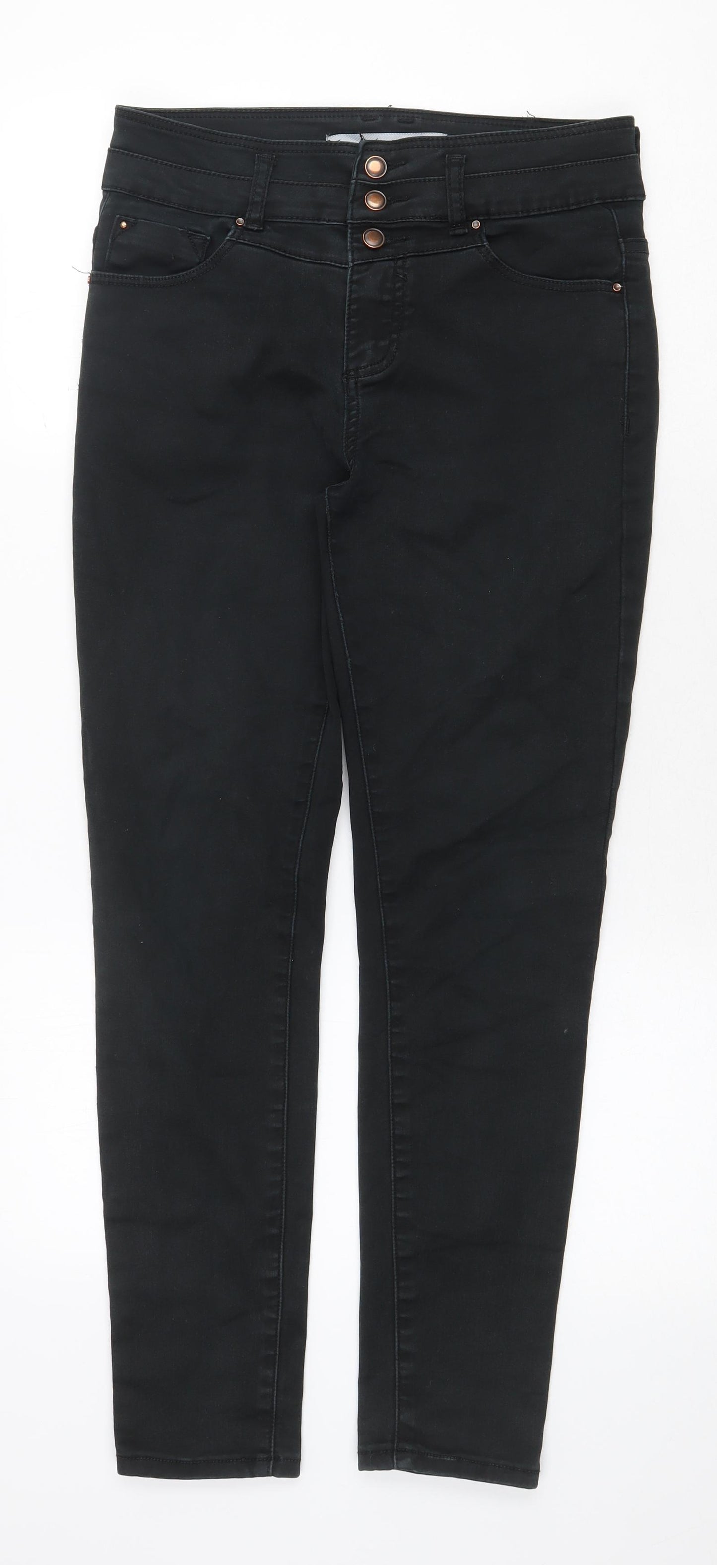 New Look Womens Black Cotton Skinny Jeans Size 12 Regular Zip