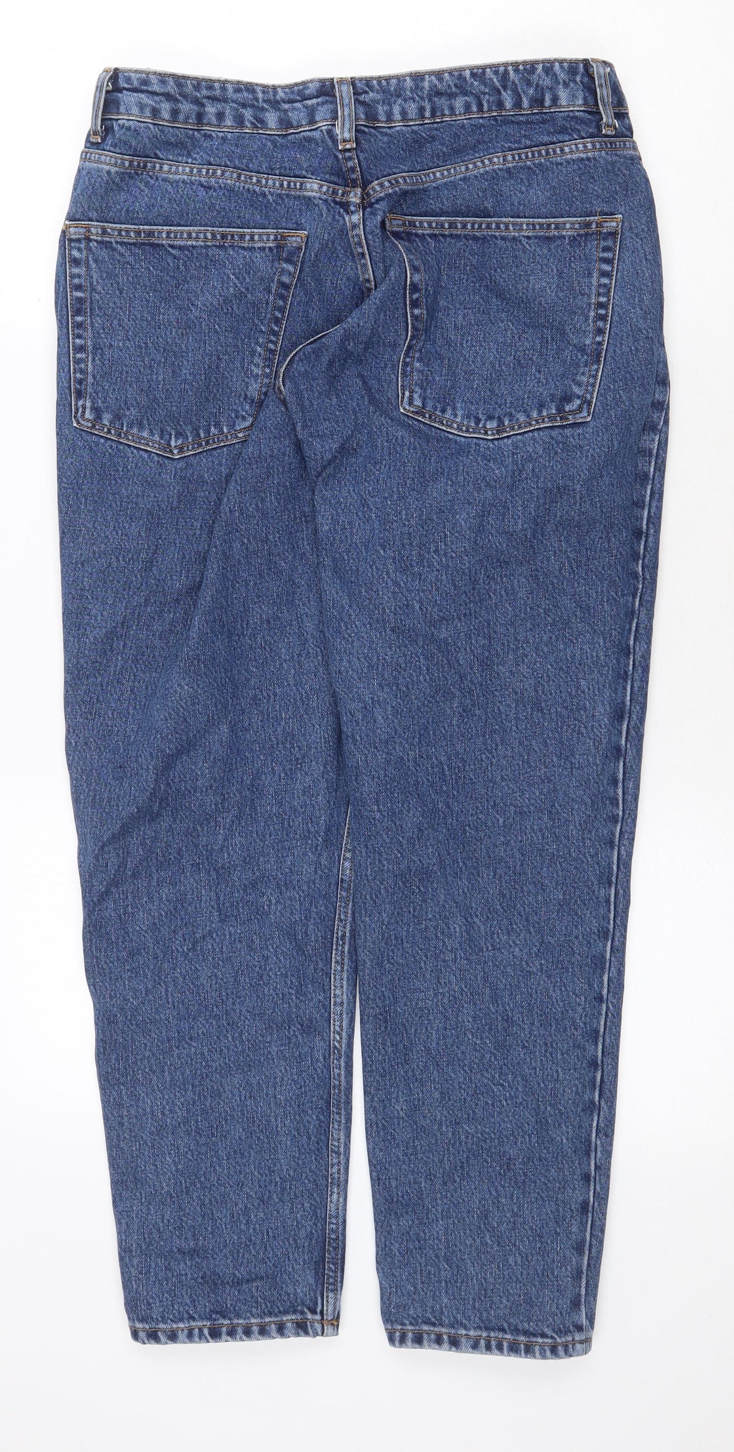 Topshop Womens Blue Cotton Straight Jeans Size 32 in Regular Zip