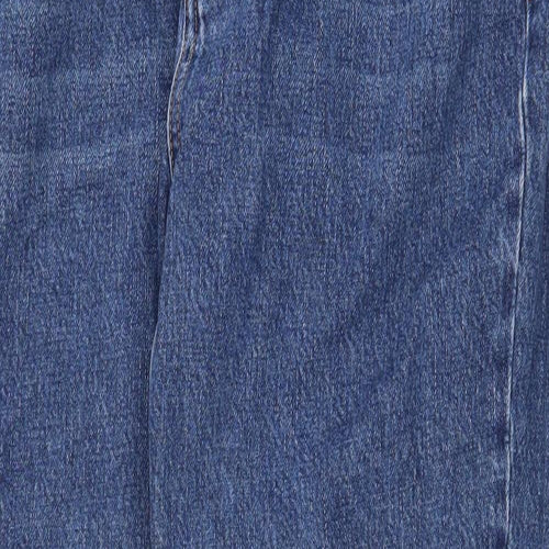 Topshop Womens Blue Cotton Straight Jeans Size 32 in Regular Zip