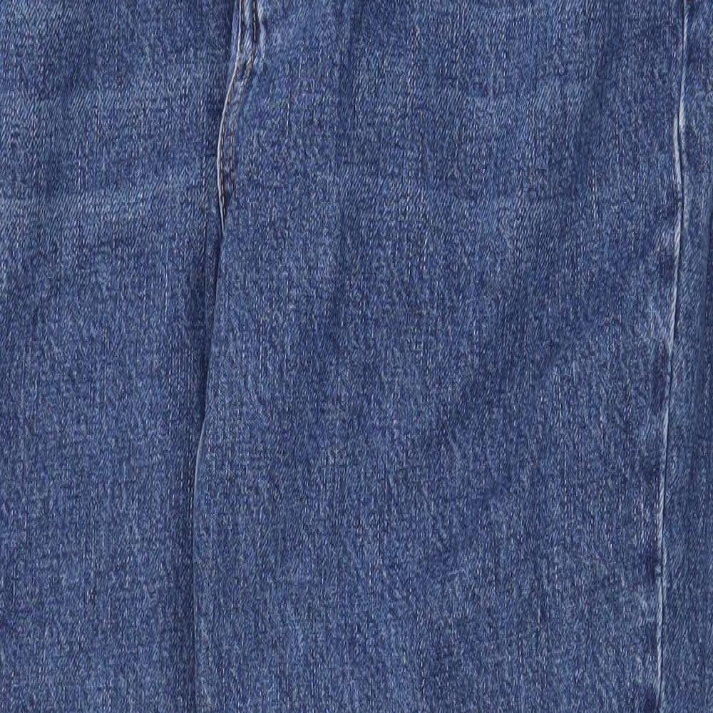 Topshop Womens Blue Cotton Straight Jeans Size 32 in Regular Zip