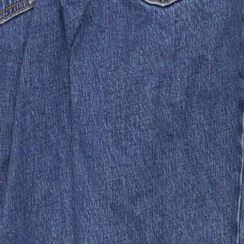 Topshop Womens Blue Cotton Straight Jeans Size 32 in Regular Zip