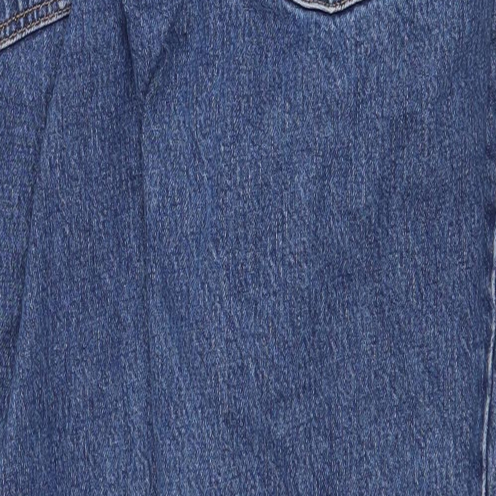 Topshop Womens Blue Cotton Straight Jeans Size 32 in Regular Zip