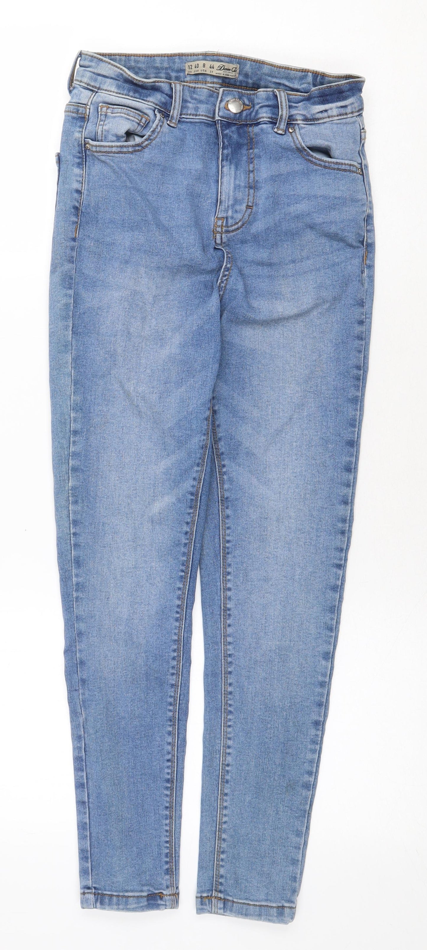 Denim & Co. Womens Blue Cotton Skinny Jeans Size 12 Regular Zip