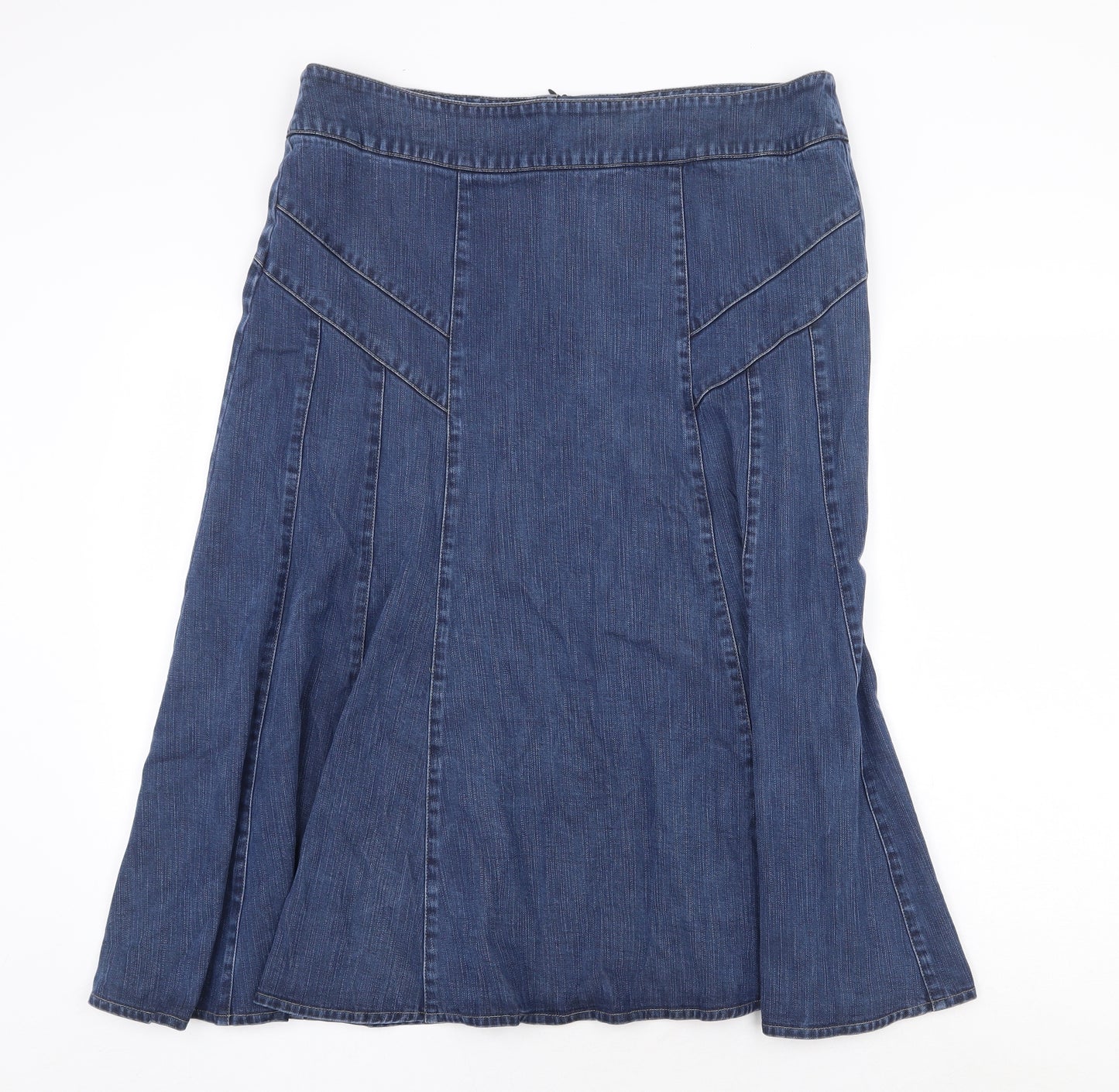 Viyella Womens Blue Cotton Swing Skirt Size 18 Zip