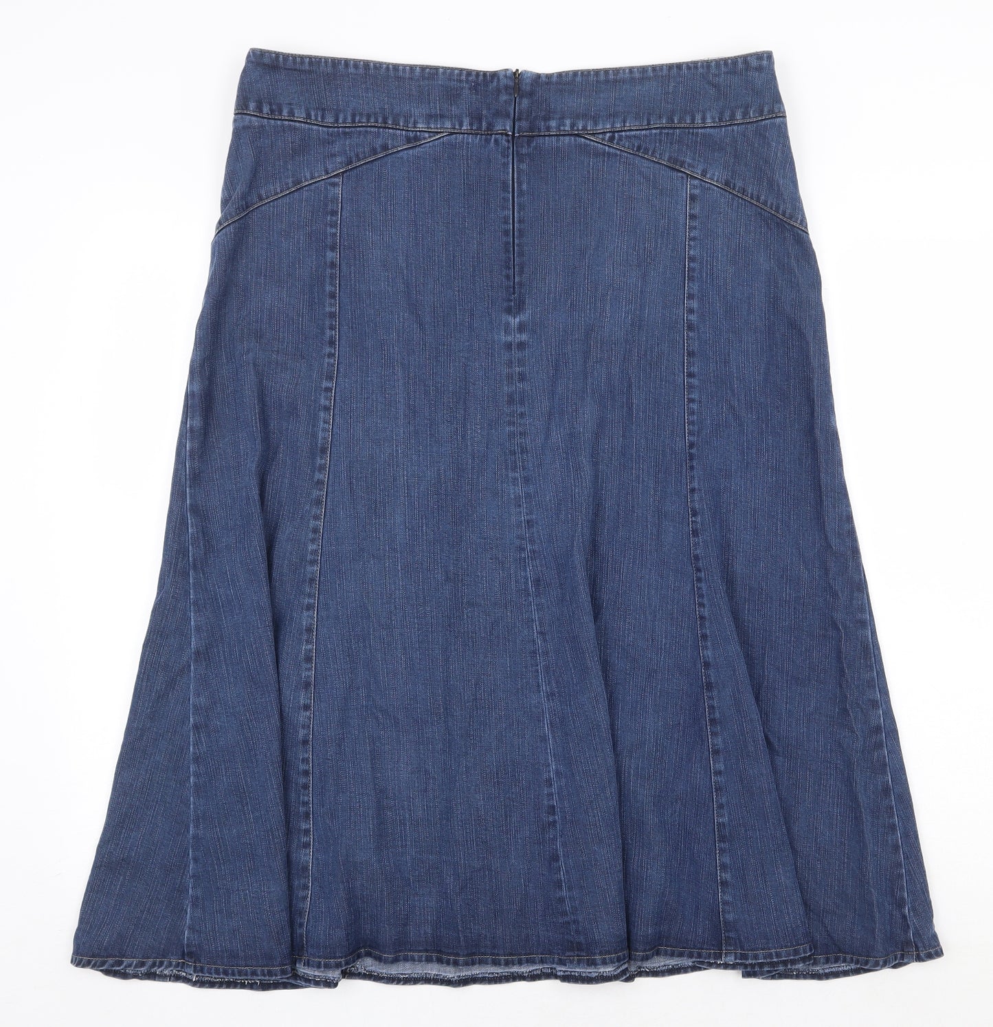 Viyella Womens Blue Cotton Swing Skirt Size 18 Zip