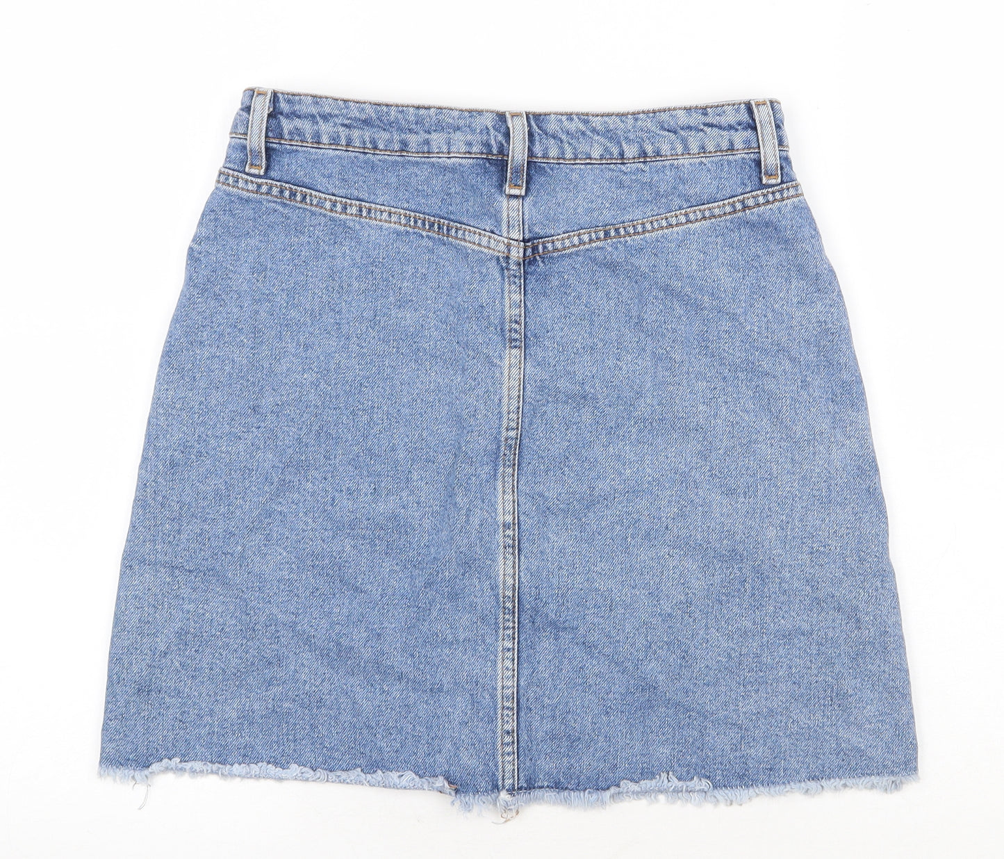 Denim & Co. Womens Blue Cotton Straight & Pencil Skirt Size 10 Zip