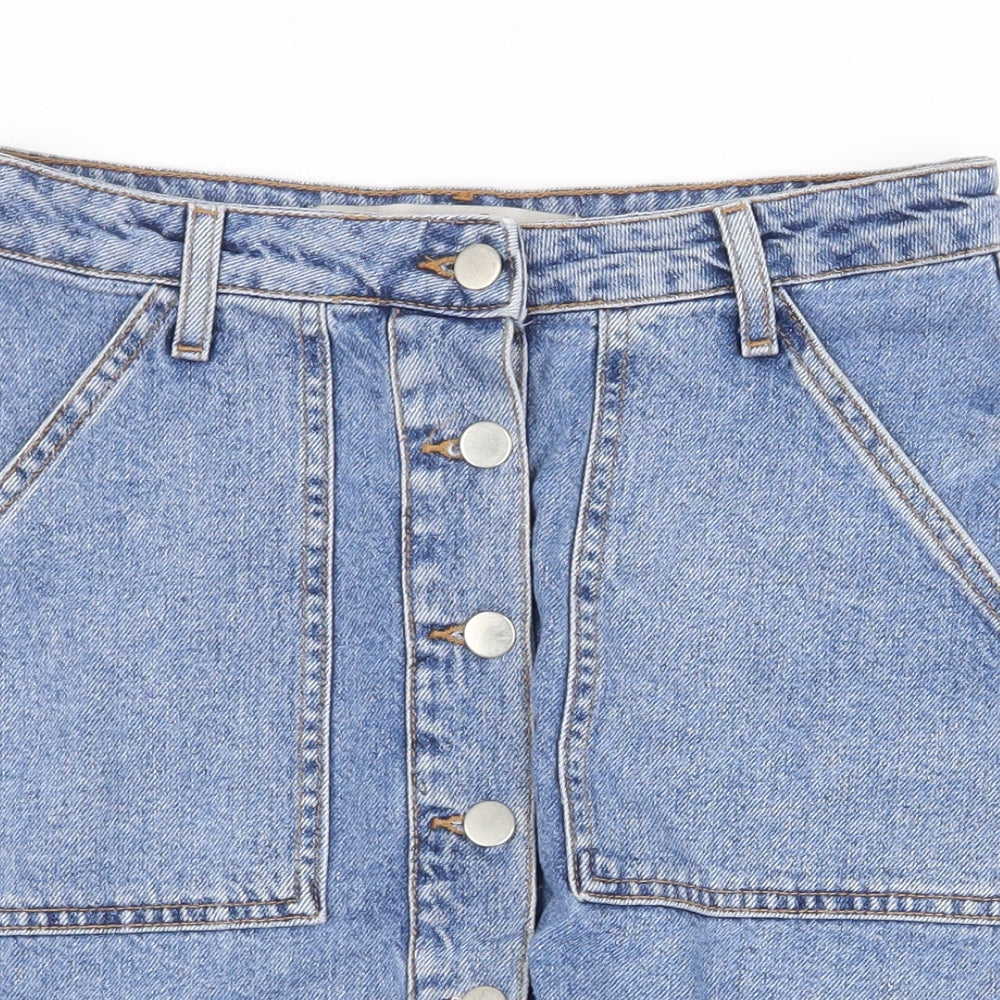 Denim & Co. Womens Blue Cotton Straight & Pencil Skirt Size 10 Zip