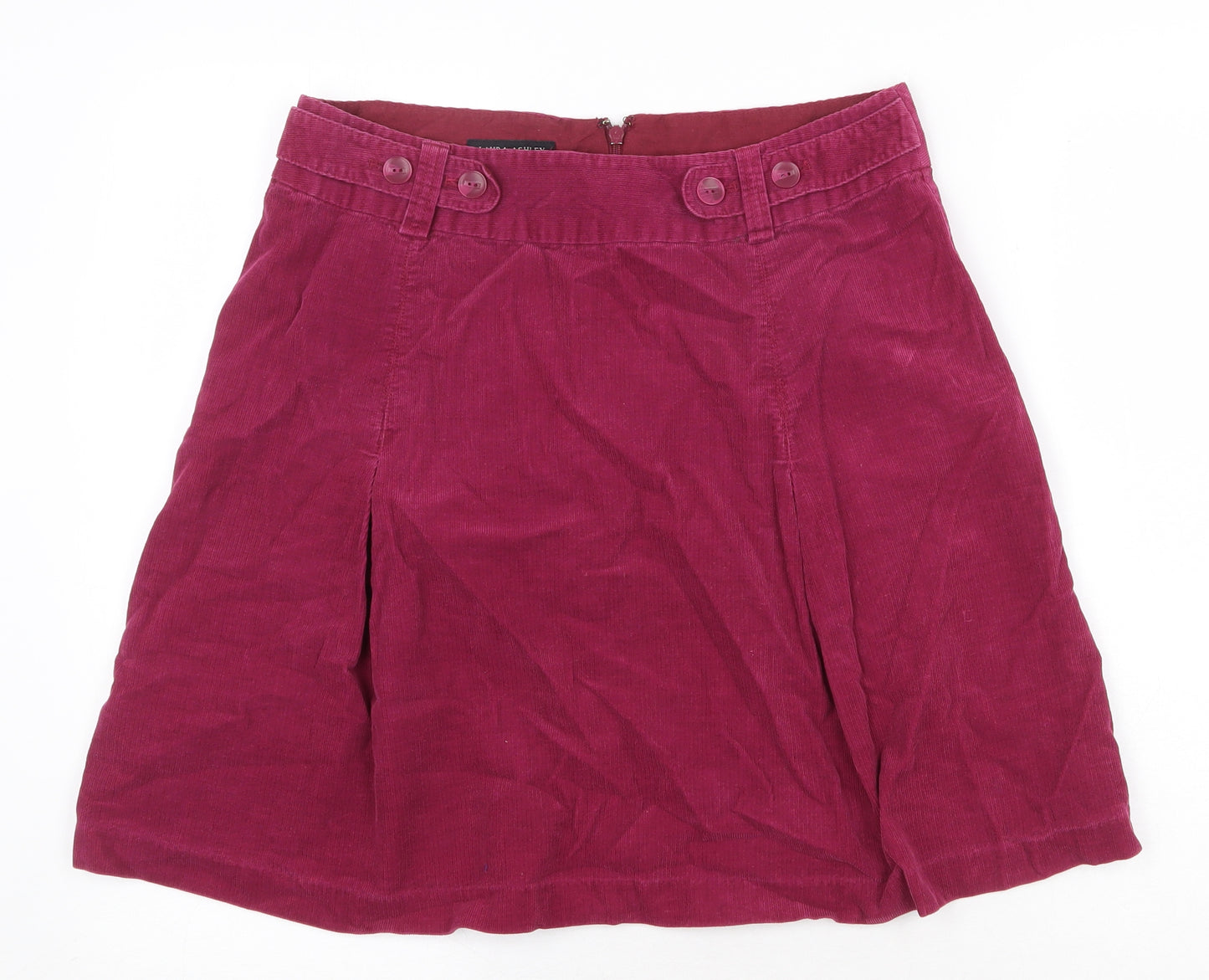 Laura Ashley Womens Purple Cotton Swing Skirt Size 12 Zip
