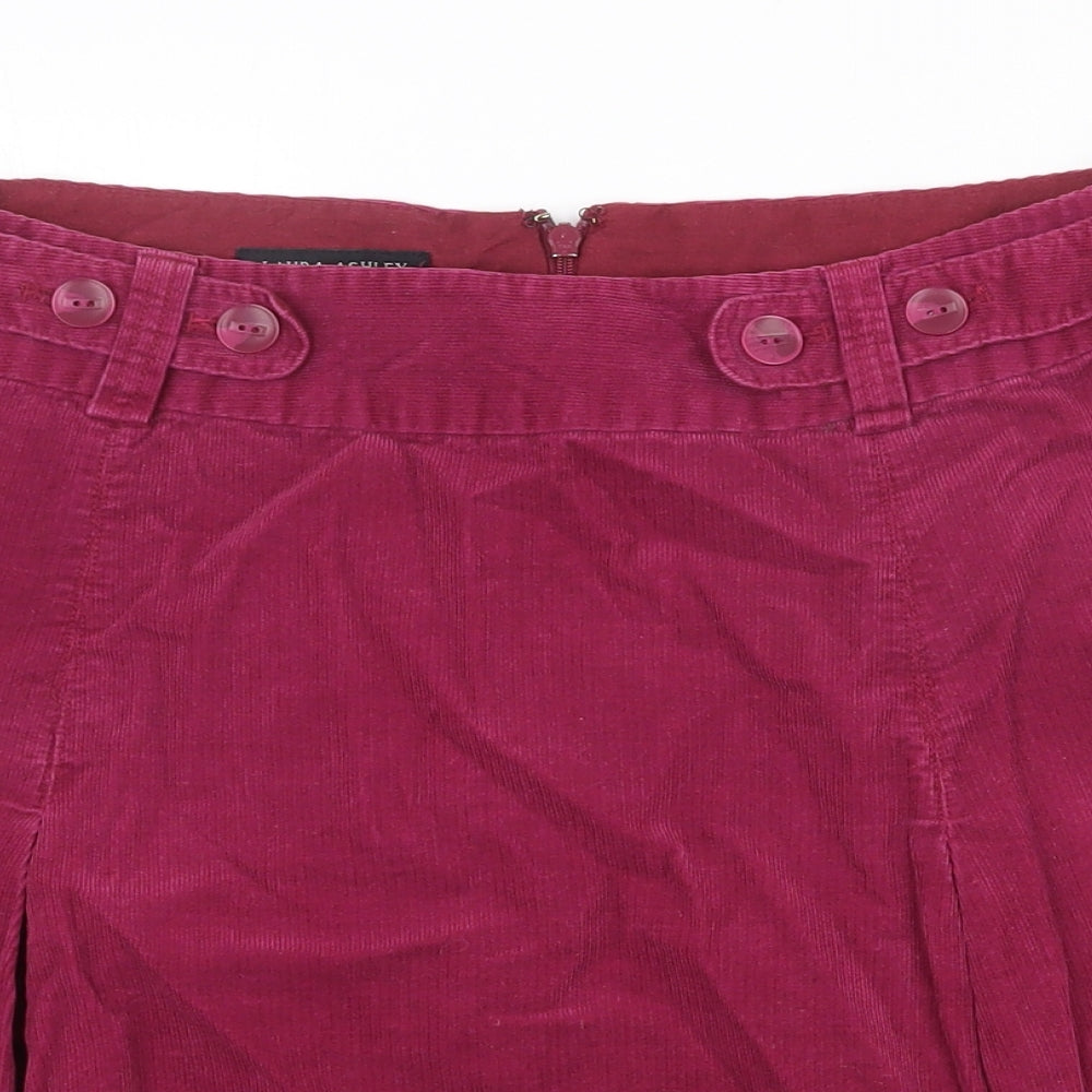 Laura Ashley Womens Purple Cotton Swing Skirt Size 12 Zip