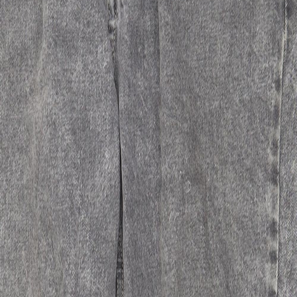 Pull&Bear Womens Grey Cotton Boyfriend Jeans Size 8 Regular Zip