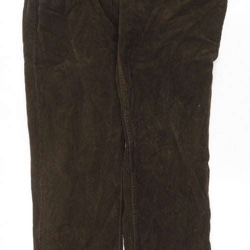 Deserious Womens Green Cotton Trousers Size 34 in Regular Zip