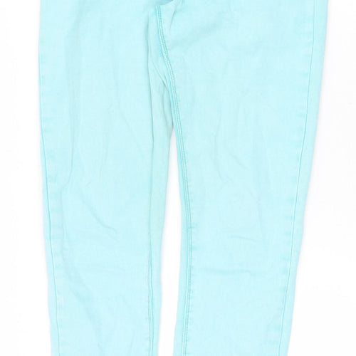 Topshop Womens Green Cotton Skinny Jeans Size 28 in Regular Zip
