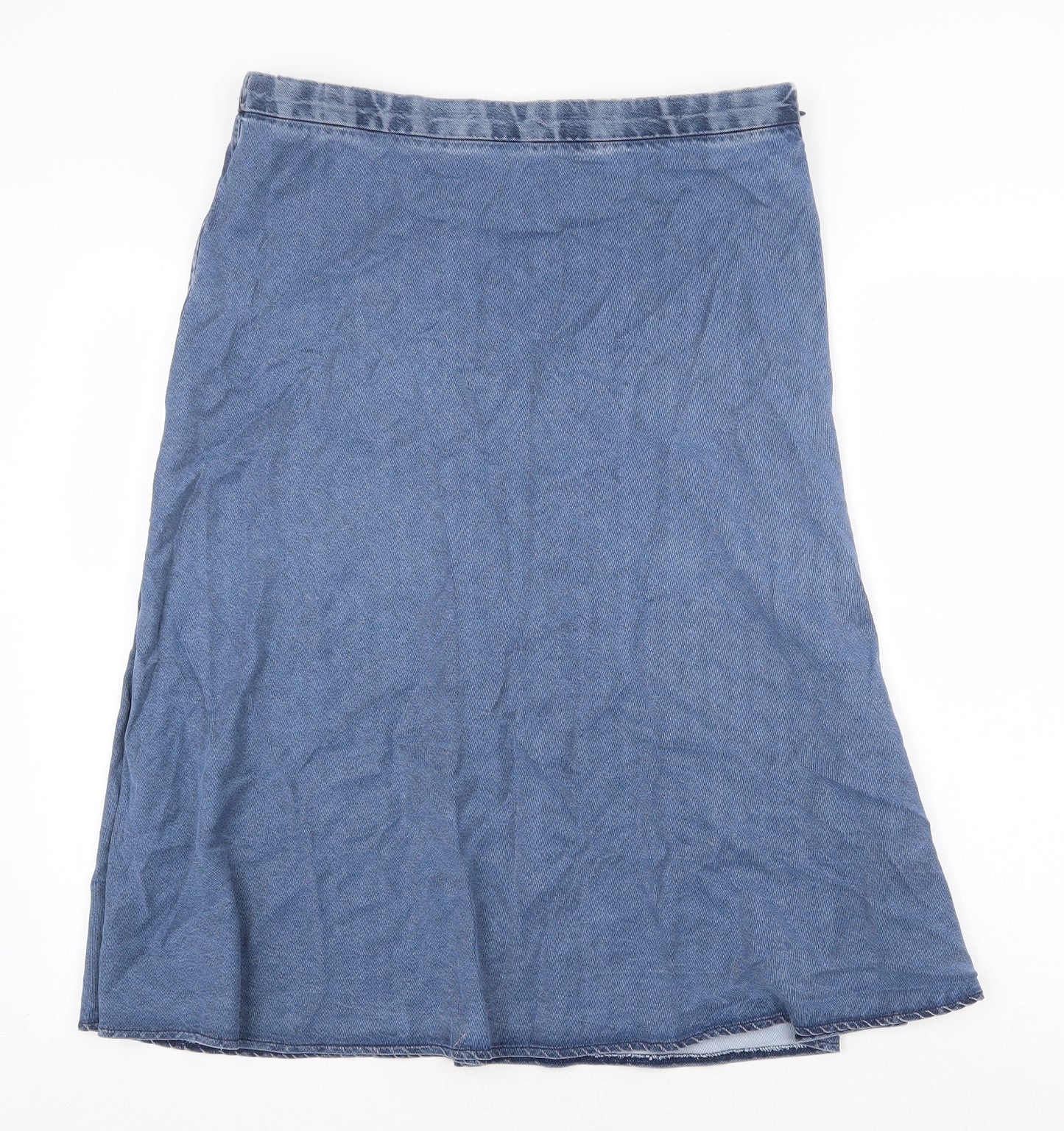 Marks and Spencer Womens Blue Lyocell Swing Skirt Size 16 Zip