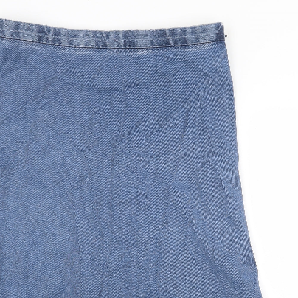 Marks and Spencer Womens Blue Lyocell Swing Skirt Size 16 Zip