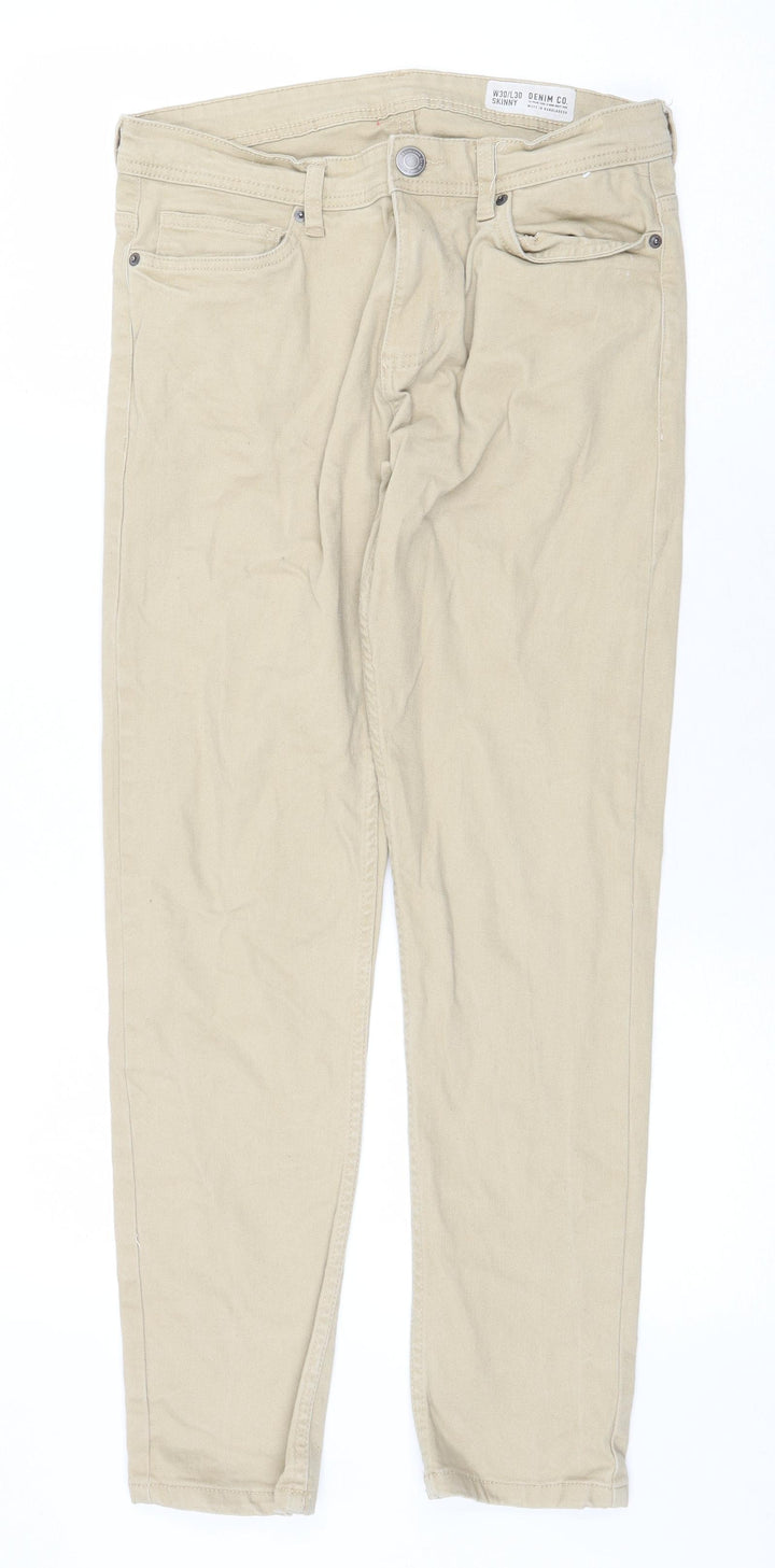 Denim & Co. Mens Beige Cotton Skinny Jeans Size 30 in Regular Zip