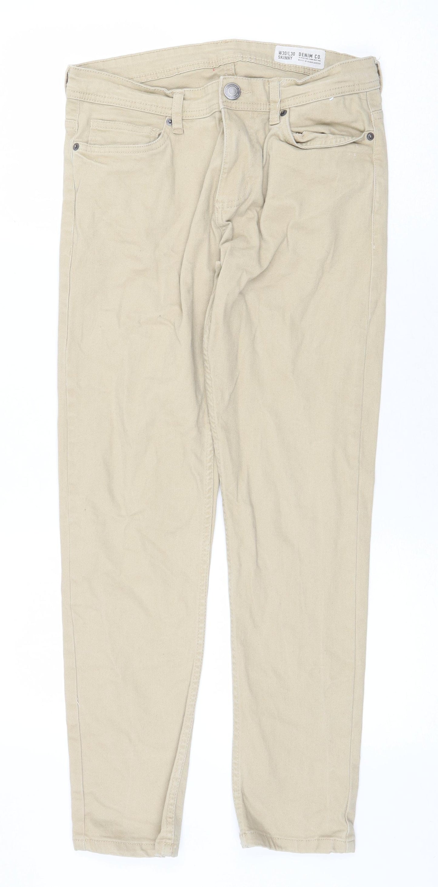 Denim & Co. Mens Beige Cotton Skinny Jeans Size 30 in Regular Zip