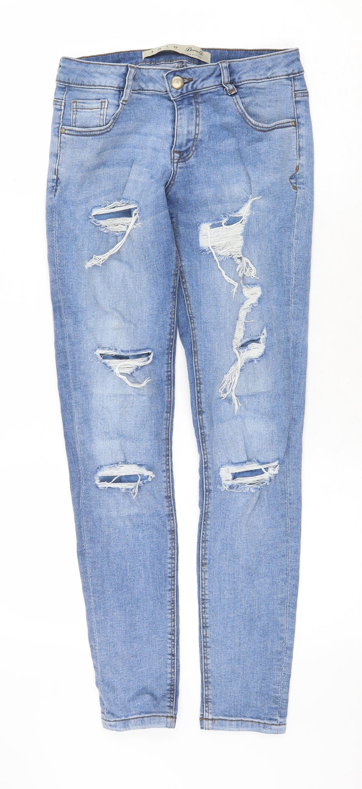 Denim & Co. Womens Blue Cotton Skinny Jeans Size 8 Regular Zip