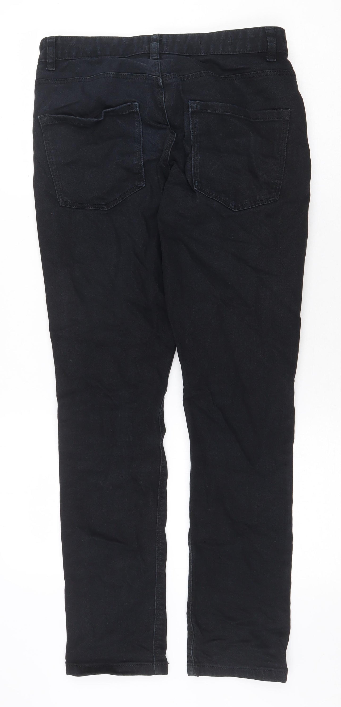 NEXT Mens Black Cotton Straight Jeans Size 30 in Regular Zip