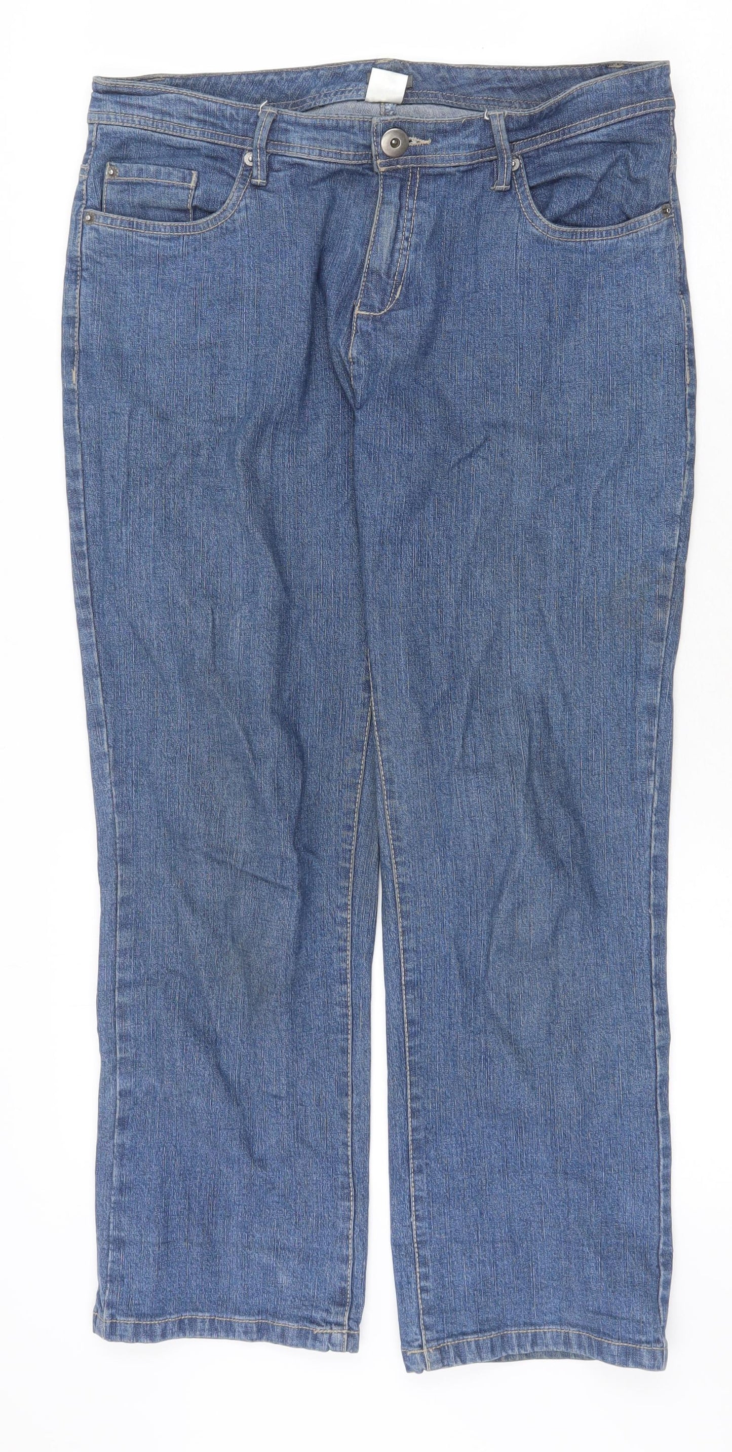 La Redoute Womens Blue Cotton Straight Jeans Size 12 Regular Zip