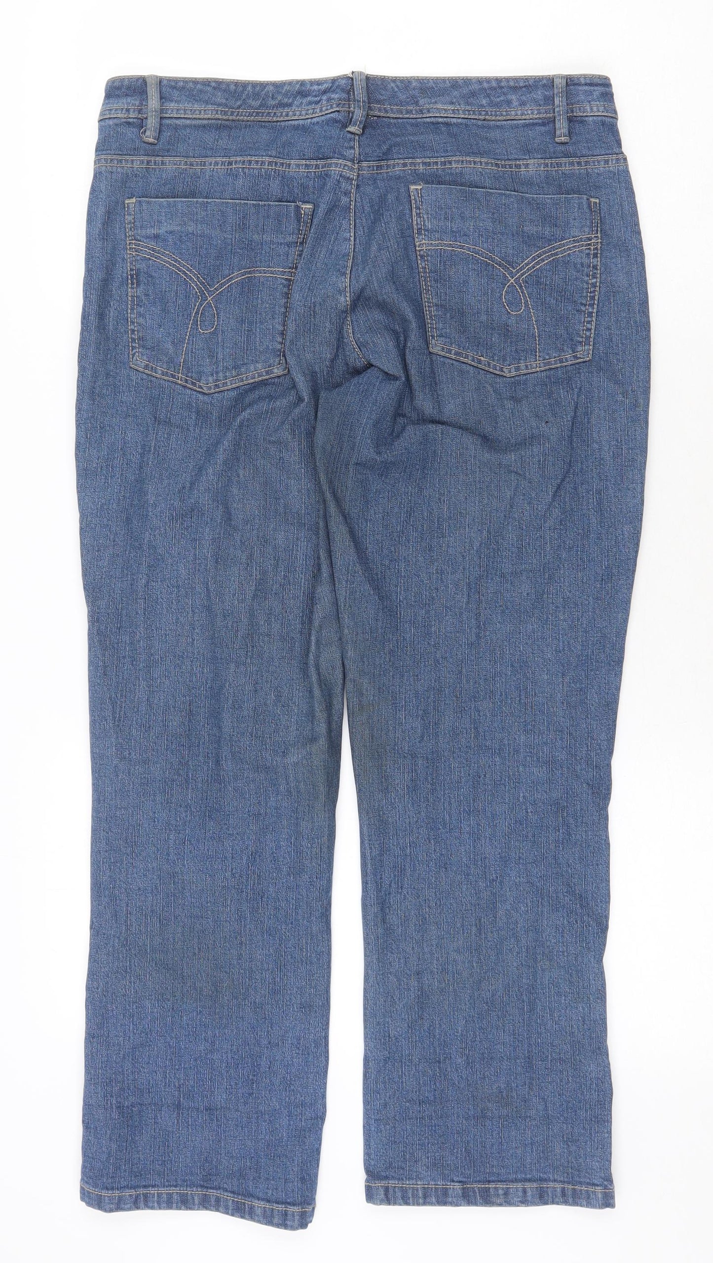 La Redoute Womens Blue Cotton Straight Jeans Size 12 Regular Zip