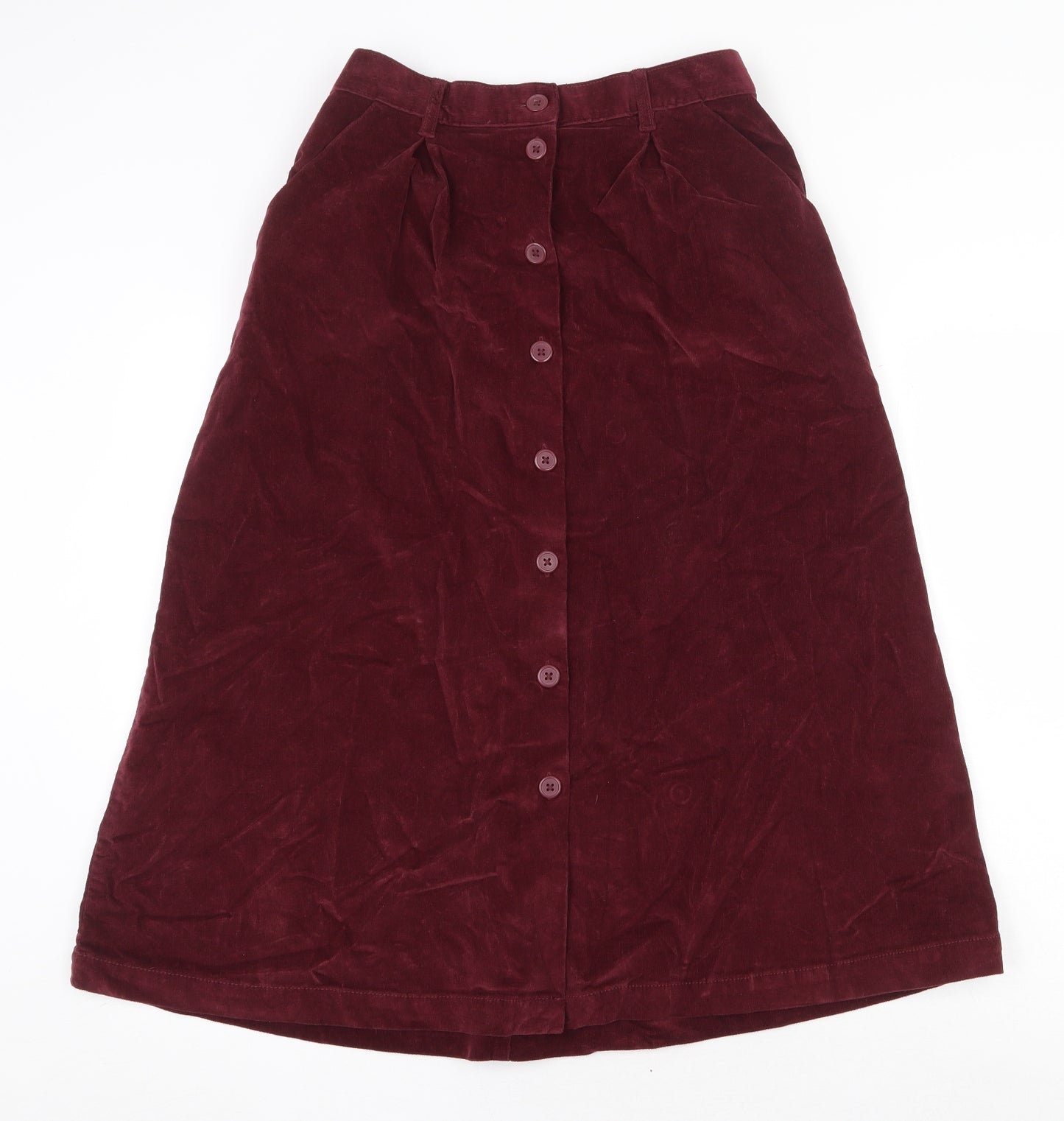 Preworn Womens Purple Cotton Swing Skirt Size 28 in Button