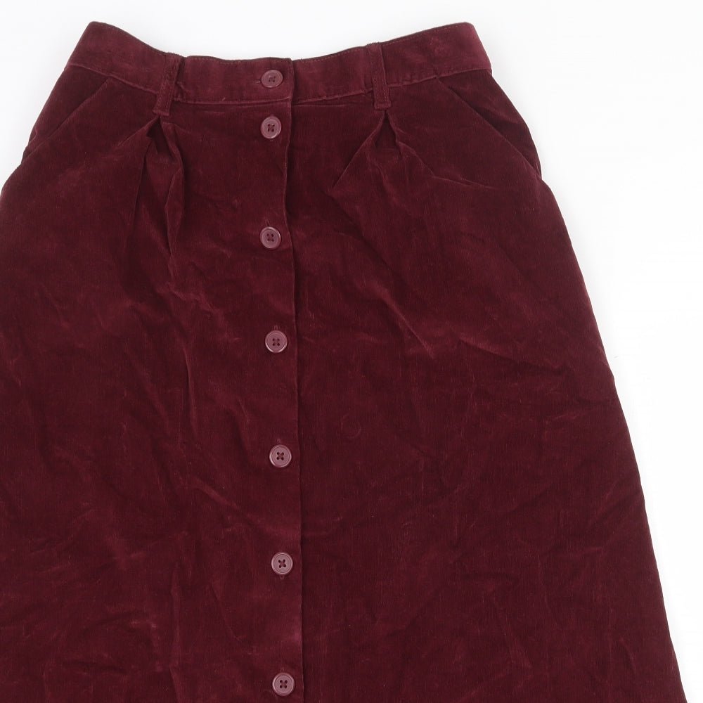 Preworn Womens Purple Cotton Swing Skirt Size 28 in Button