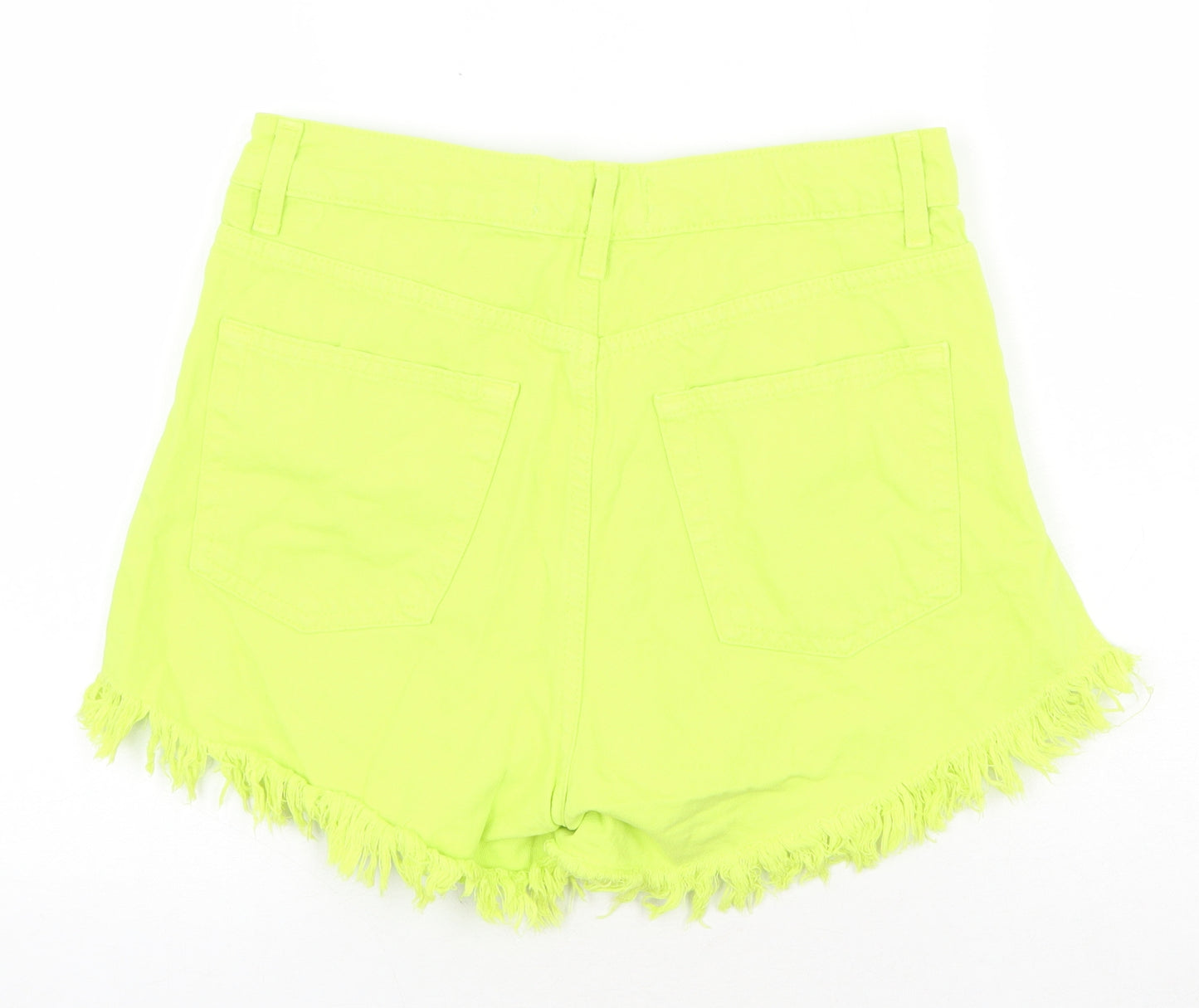 Denim & Co. Womens Yellow Cotton Cut-Off Shorts Size 10 Regular Zip