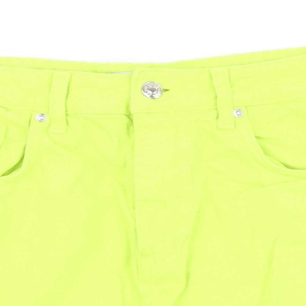 Denim & Co. Womens Yellow Cotton Cut-Off Shorts Size 10 Regular Zip