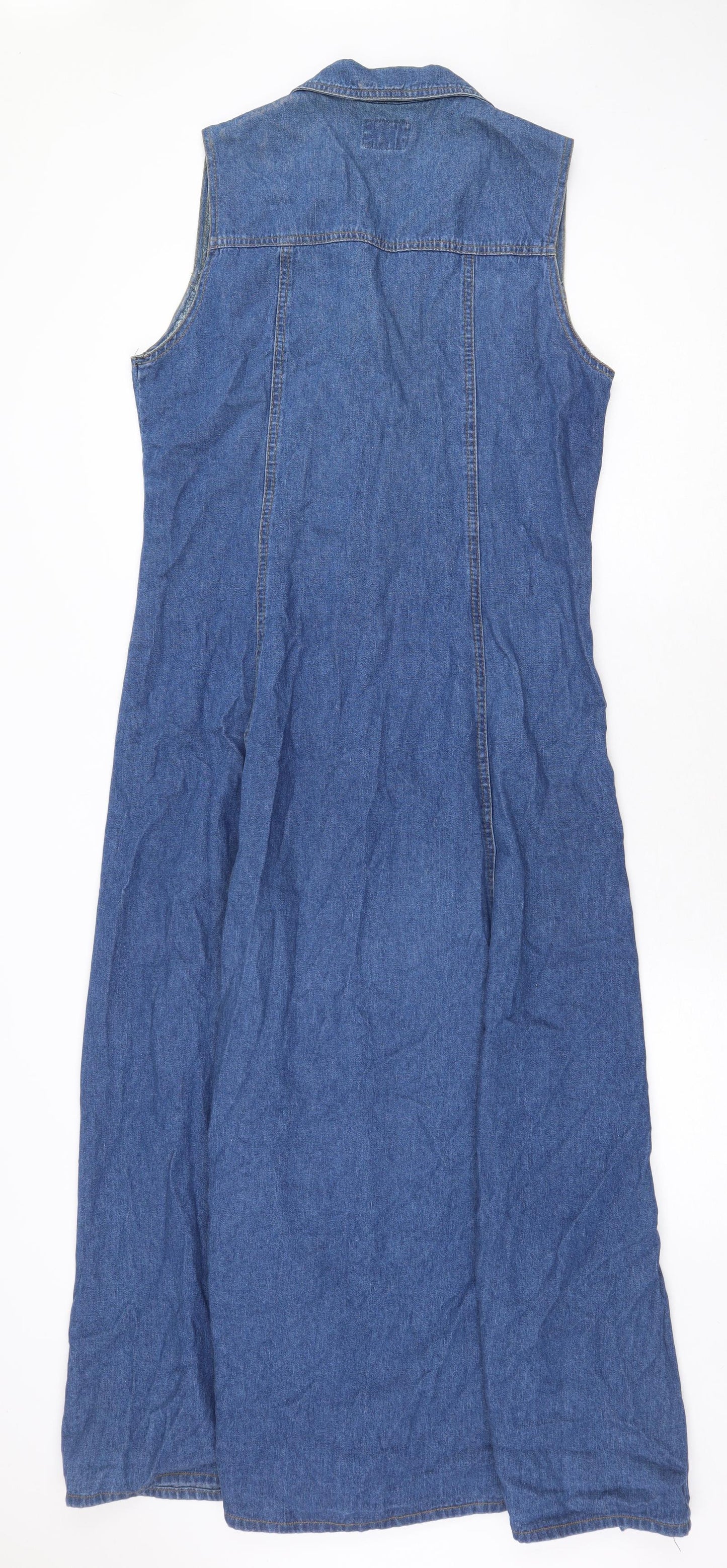 Uturn Womens Blue Cotton A-Line Size 16 Collared Button